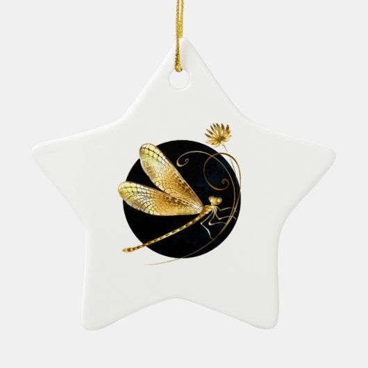 Goldene Libelle Keramik Ornament (Vorne)