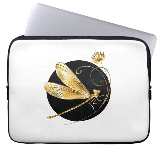 Goldene Libelle Laptopschutzhülle (Vorderseite)