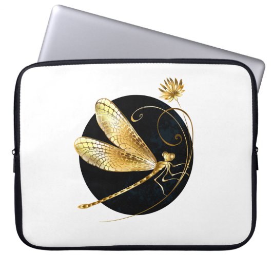 Goldene Libelle Laptopschutzhülle (Vorderseite)