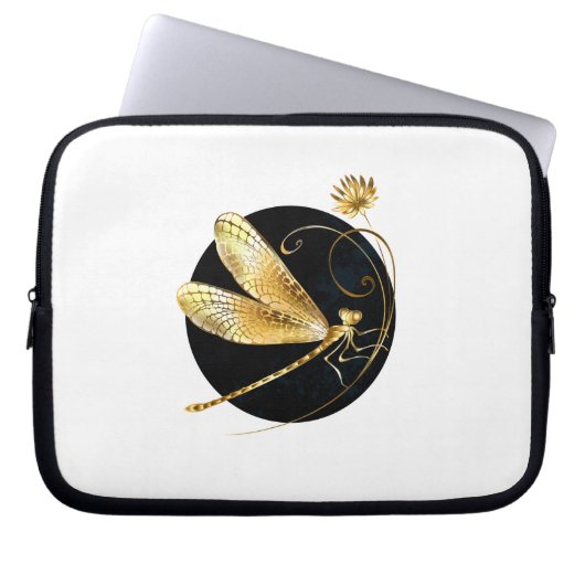 Goldene Libelle Laptopschutzhülle (Vorderseite)