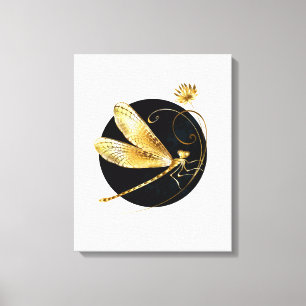 Goldene Libelle Leinwanddruck