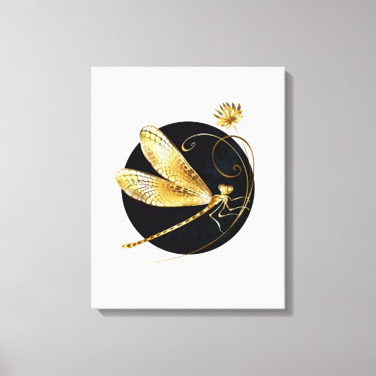 Goldene Libelle Leinwanddruck (Vorderseite)