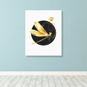 Goldene Libelle Leinwanddruck (Insitu (Holzboden))