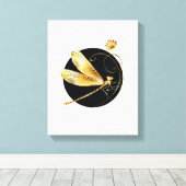 Goldene Libelle Leinwanddruck (Insitu (Holzboden))