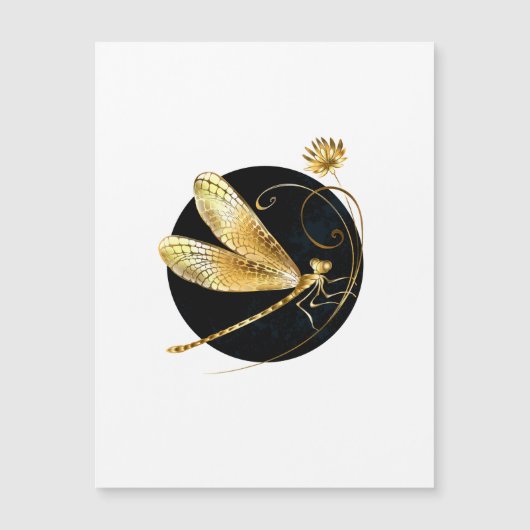 Goldene Libelle Magneteinladung (Vorderseite)