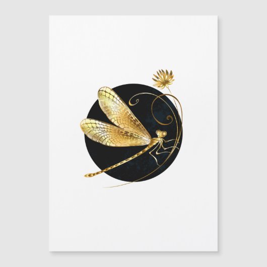 Goldene Libelle Magneteinladung (Vorderseite)
