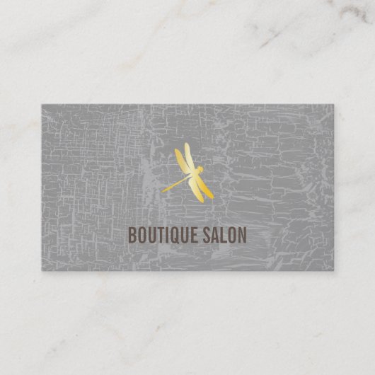 Goldene Libelle / marmoriertes Grau Visitenkarte (Vorderseite)