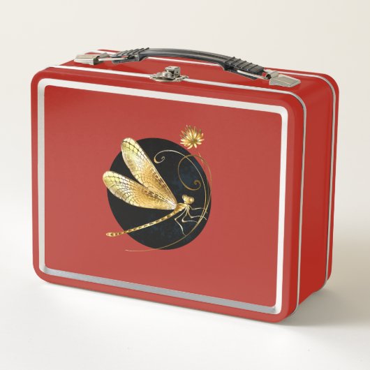 Goldene Libelle Metall Brotdose (Vorderseite)