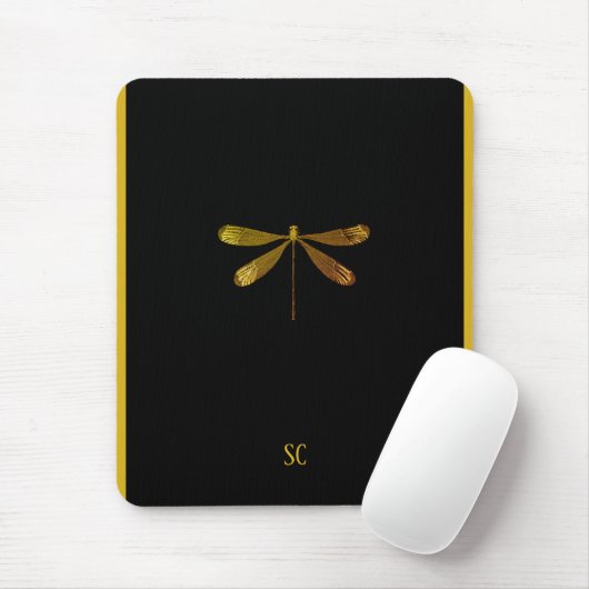 Goldene Libelle mit benutzerdefiniertem Text Mousepad (Mit Mouse)