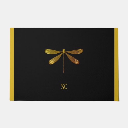 Goldene Libelle mit individuellem Text Fußmatte (Vorderseite)