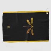Goldene Libelle mit individuellem Text Golfhandtuch (Horizontal)