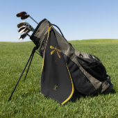 Goldene Libelle mit individuellem Text Golfhandtuch (Gras)