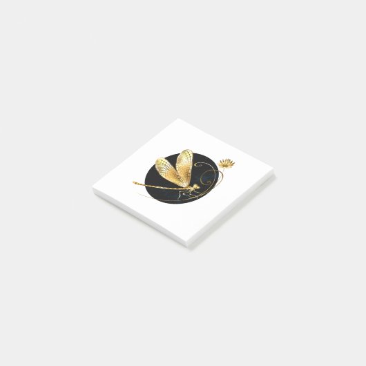 Goldene Libelle Post-it Klebezettel (angewinkelt)