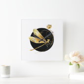 Goldene Libelle Quadratische Wanduhr (Zuhause)