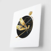 Goldene Libelle Quadratische Wanduhr (Winkel)