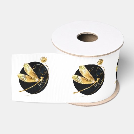 Goldene Libelle Ripsband (Spule)