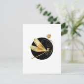 Goldene Libelle RSVP Karte (Stehend Vorderseite)