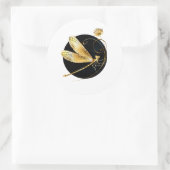 Goldene Libelle Runder Aufkleber (Tasche)