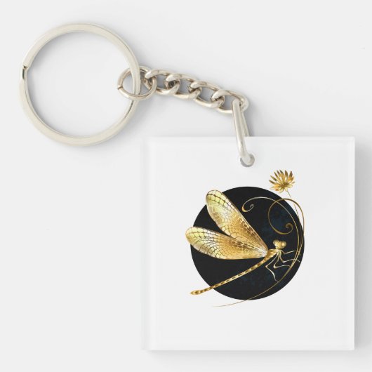 Goldene Libelle Schlüsselanhänger (Vorderseite)
