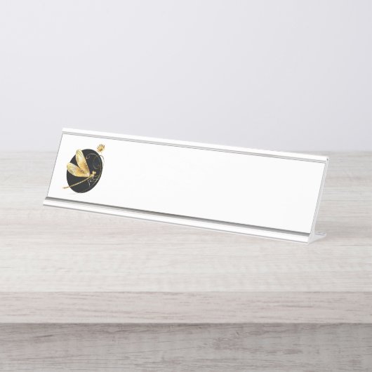 Goldene Libelle Schreibtischnamensplakette (Vorderseite )