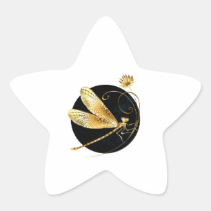 Goldene Libelle Stern-Aufkleber