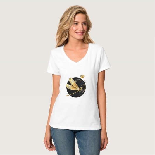 Goldene Libelle T-Shirt (Vorderseite Vollansicht)