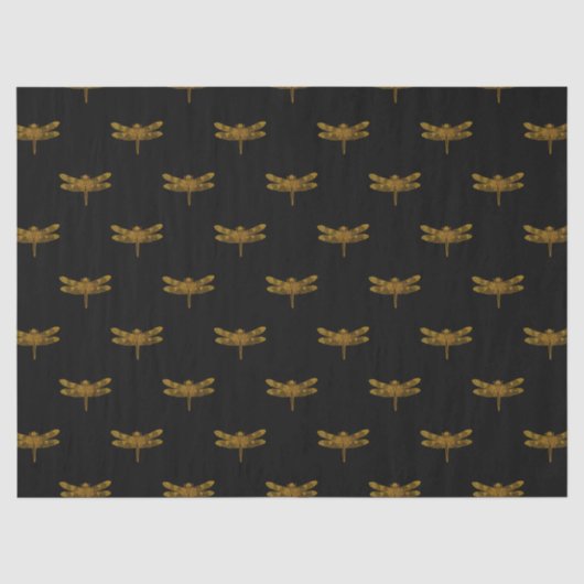 Goldene Libelle Wiederholung Gold Metallfolie Seidenpapier (Vorderseite)