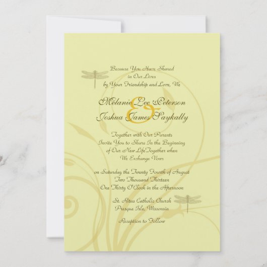 Goldene Libellen blühen Einladung (Rückseite)