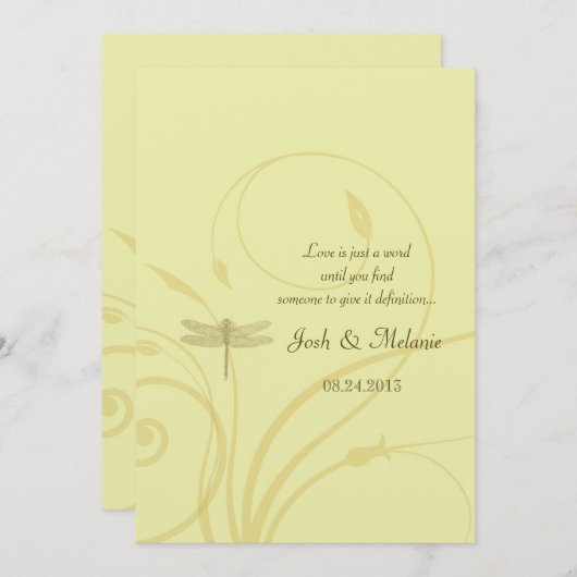 Goldene Libellen blühen Einladung (Vorne/Hinten)