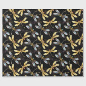 Goldene Libellen Geschenkpapier (Flach)