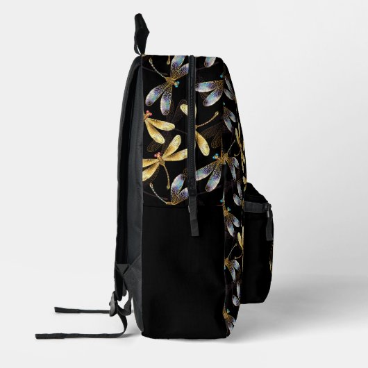 Goldene Libellen in Unendlichkeit Bedruckter Rucksack (Links)
