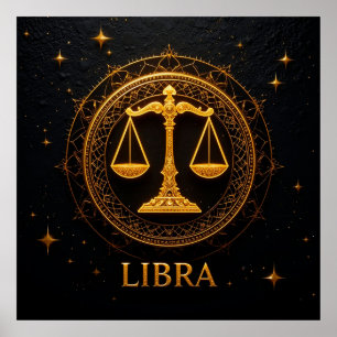 Goldene Libra-Sternzeichen-Illustration Poster