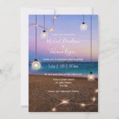Goldene Lichter - Hochzeit am Strand Mitteilungskarte (Vorderseite)