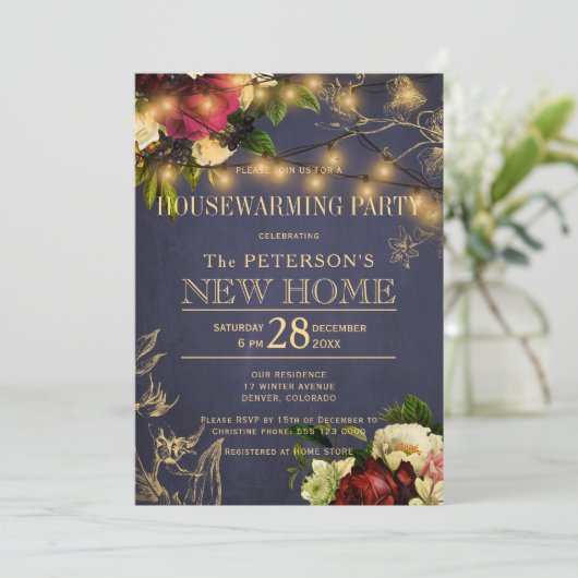 Goldene Lichter im Winter blühende Marine Einladung (Stehend Vorderseite)