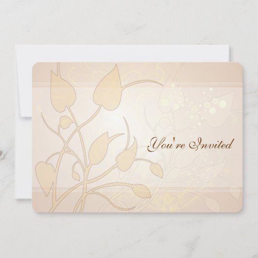 Goldene Lichter wirbeln Blätter Hochzeitsfeiern Einladung (Vorderseite)