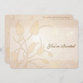 Goldene Lichter wirbeln Blätter Hochzeitsfeiern Einladung (Vorne/Hinten)