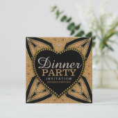 Goldene Liebe Art Deco Dinner Party Einladungen (Stehend Vorderseite)
