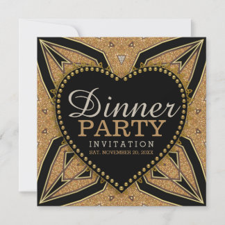 Goldene Liebe Art Deco Dinner Party Einladungen