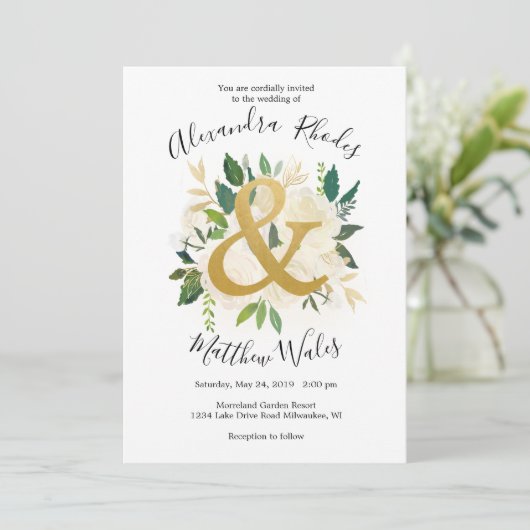 Goldene Liebe Einladung (Stehend Vorderseite)