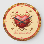 "Goldene Liebe Embrace" Große Wanduhr (Vorderseite)