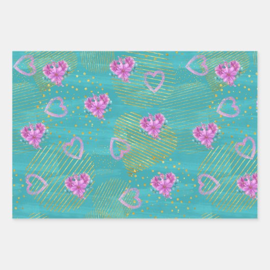 Goldene Liebe Geschenkpapier Set (Vorderseite)