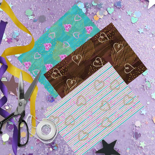 Goldene Liebe Geschenkpapier Set