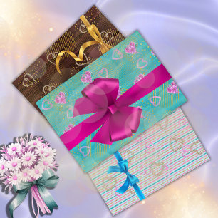 Goldene Liebe Geschenkpapier Set