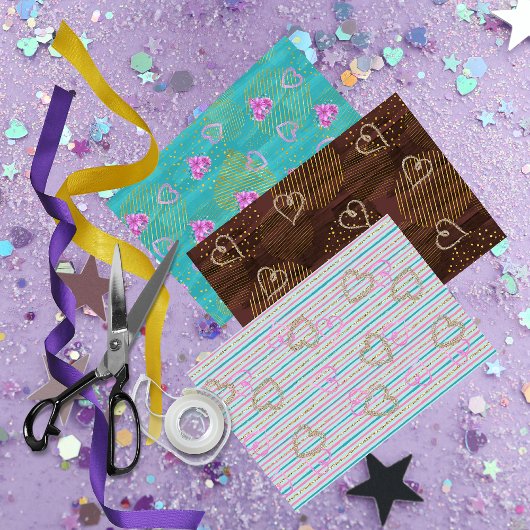 Goldene Liebe Geschenkpapier Set