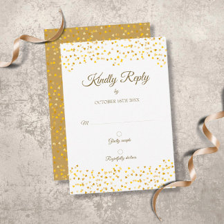 Goldene Liebe Herzlich willkommen bei Confetti UAW RSVP Karte