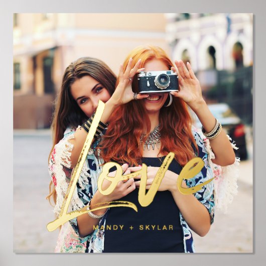 Goldene Liebe Pinselskriptüberlagerung für mehrere Foliendrucke (Vorderseite)