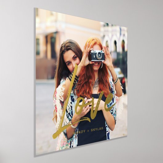 Goldene Liebe Pinselskriptüberlagerung für mehrere Foliendrucke (Ablage )