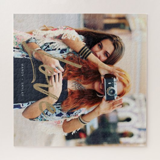 Goldene Liebe Pinselskriptüberlagerung für mehrere Puzzle (Horizontal)