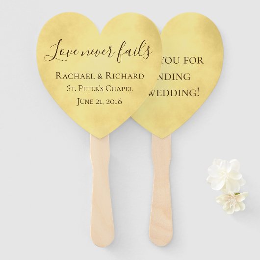 Goldene Liebe Versage nie Hochzeit Fächer (Vorne und Hinten)