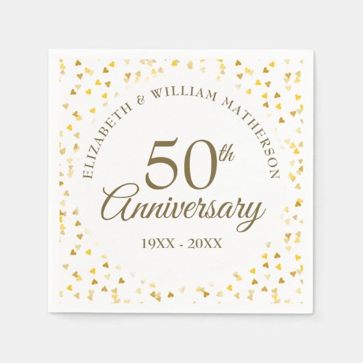 Goldene Liebe zum 50-jährigen Jubiläum Herzchen Co Serviette (Vorderseite)
